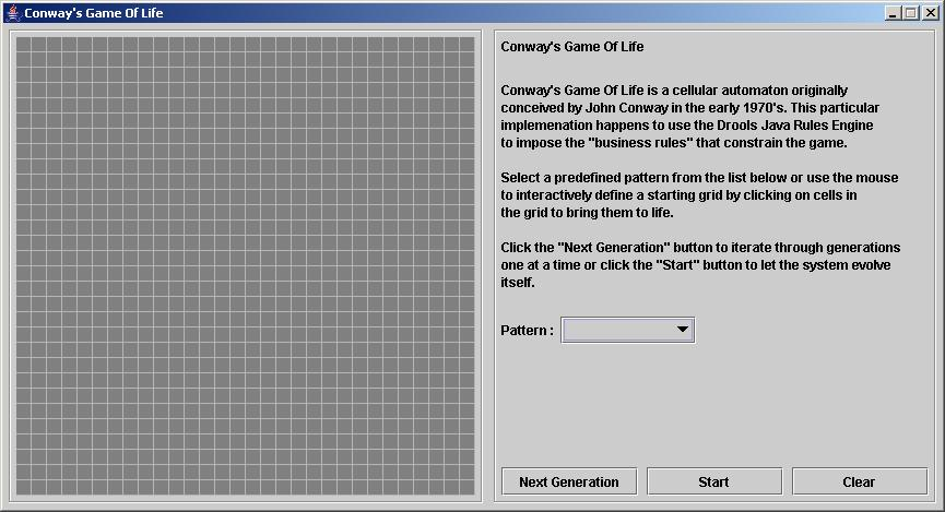 Conway's Game of Life: Starting a new game