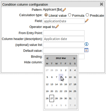 Setting the default value of a Date column