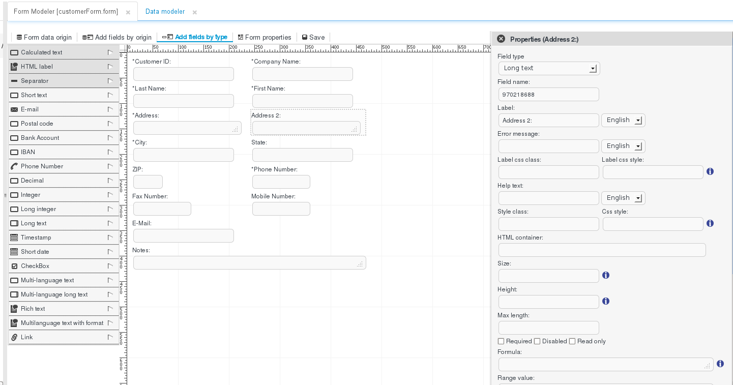 A peak at the Form Designer aspect is shown in the following screenshot: