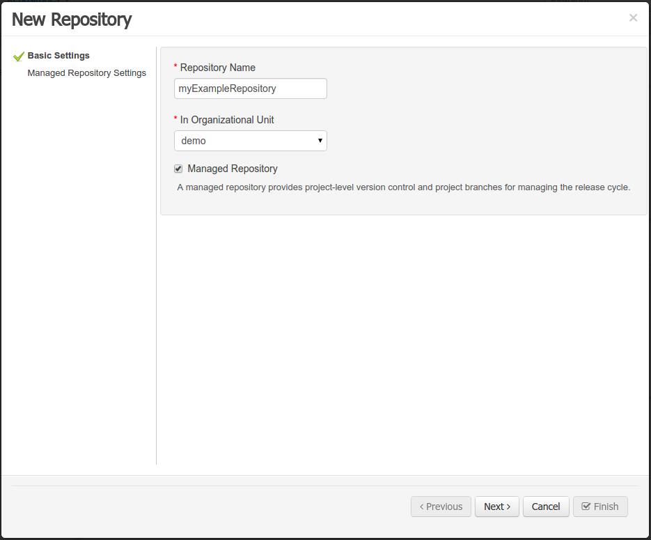 Entering repository information step 1/2