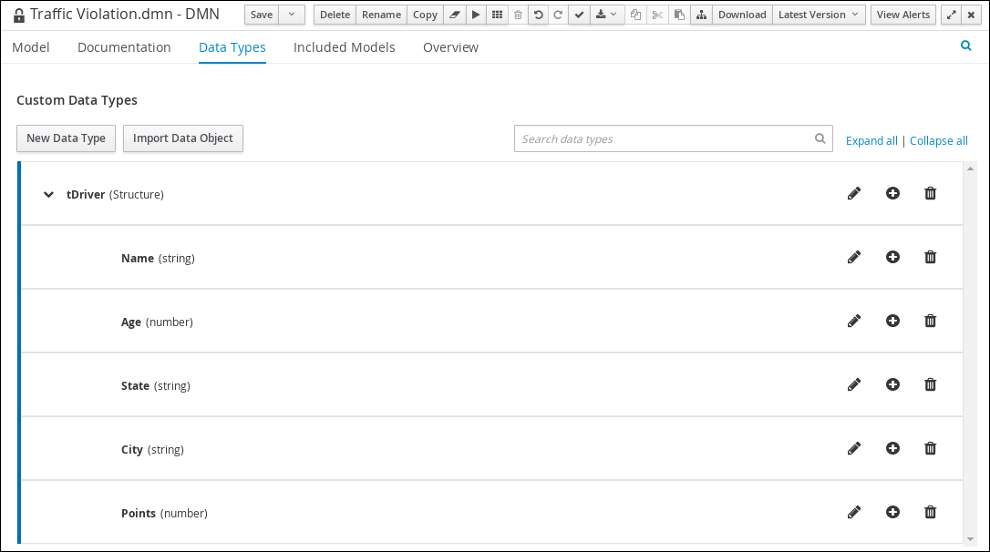 dmn tDriver custom datatype