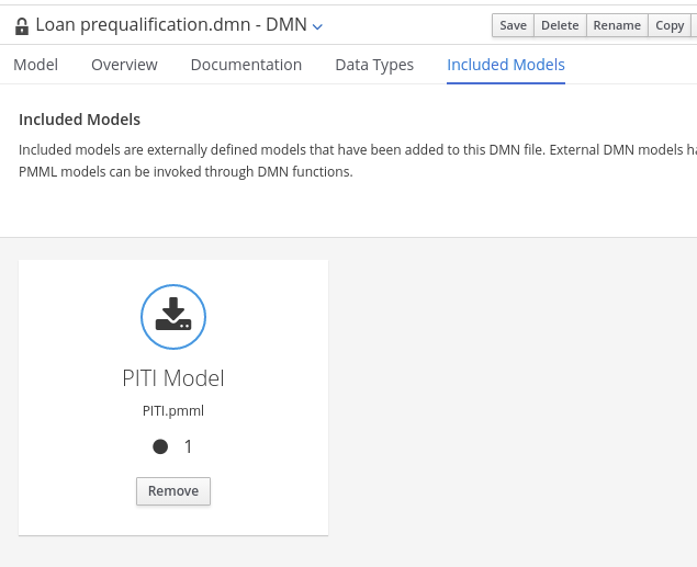 dmn include model list pmml