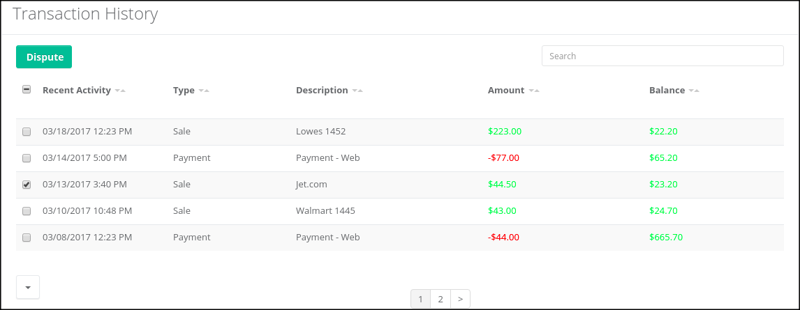 transaction history